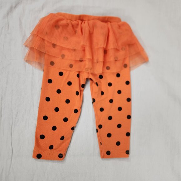 Carter's Orange Polka Dot Tulle Leggings Girls 12 Month Halloween Pants - Picture 2 of 4